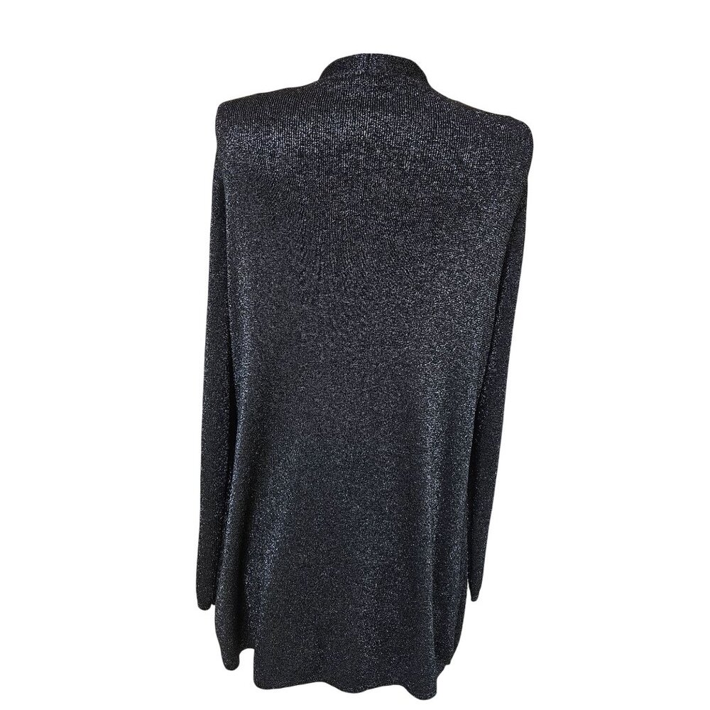 On Twelfth Womens Size L Black Silver Glitter Open Front Cardigan Sweater - Picture 3 of 9
